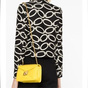 Valentino Garavani Yellow One Stud Small Lambskin Leather Shoulder Crossbody Bag